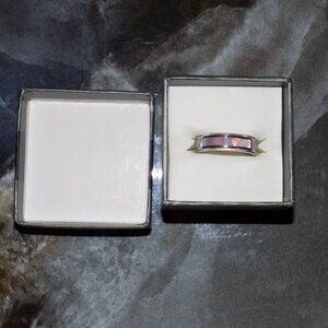 Titanium Women's Pink Hues Mother of Pearl Inlaid Band Ring Size 8.5 NEW